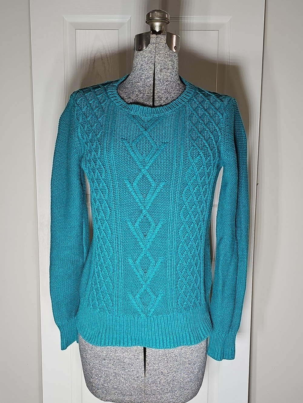G.H. Bass & Co. Green Cable Knit Pullover Fisherman Sweater Size M